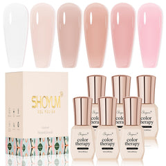 SHOYUM nude pink jelly gel polish set in box for versatile color options