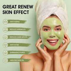 SHVYOG Masque sur visage démontrant purification et hydratation.