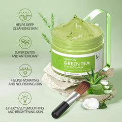 SHVYOG Masque ingrédients naturels: thé vert et aloé vera pour purification douce.