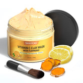 SHVYOG masque visage argile curcuma vitamine C dans son pot de 150 g