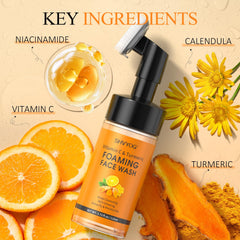 SHVYOG soin visage curcuma vitamine C avec texture mousse legere.