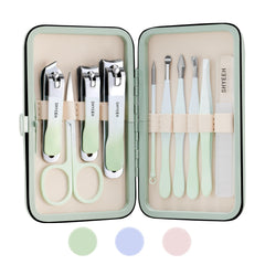 SHYEEH coffret-manicure 10 pièces avec étui cuir, pratique en voyage.