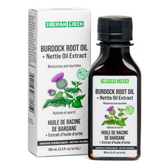 Siberian Green bourdock et ortie – emballage élégant pour soins capillaires naturels quotidiens.