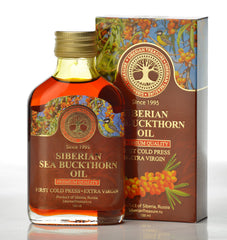 Siberian Treasure huile argousier en bouteille verre, conservation naturelle et pureté