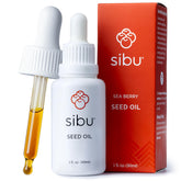 Sibu huile d'argousier himalayen en flacon, hydratation douce pour peau sensible.