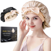 Silmana bonnet en soie 22 momme pour douceur et protection nocturne des cheveux.