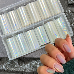SILPECWEE Aurora – feuilles transfert sur ongles, rendu scintillant et durable.