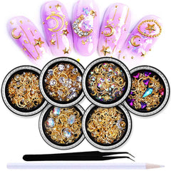 SILPECWEE ensemble strass ongles 6 boites, brillance variée pour manucure.