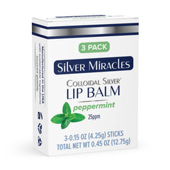 Baume Silver Miracles argent colloïdal en tube, pack de 3, soin pratique pour lèvres.