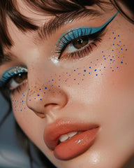 Simpilos visage patchs paillettes bleues: points et étoiles pour un look festif.