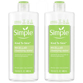 Simple Eau Micellaire: bouteille transparente prête à hydrater et nettoyer la peau.