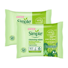 Lingettes Simple Kind To Skin pour le visage, nettoyage rapide et doux pour peaux sensibles.