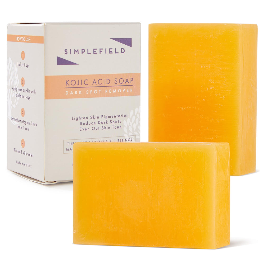Savon SimpleField affichant l'emballage du lot deux, prêt pour la routine quotidienne.