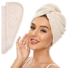 SimpleField serviette cheveux microfibre beige — absorption rapide et toucher doux.