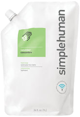 Savon liquide mains au concombre Simplehuman, recharge hydratante et pratique pour pompes.