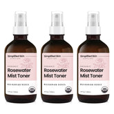 Brume Simplified Skin Rosewater – bouteille prête à l’emploi pour hydrater visage et cheveux.