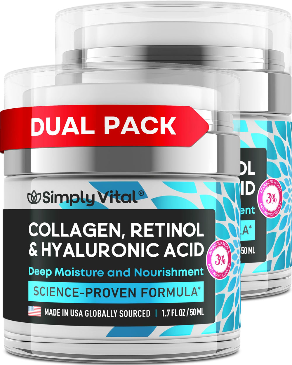 SimplyVital crème anti-âge visage au rétinol pour peau lisse et revitalisée.