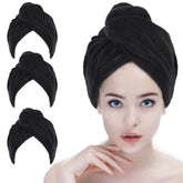 SINLAND turbant-seche-cheveux noir, lot de 3, absorption rapide.