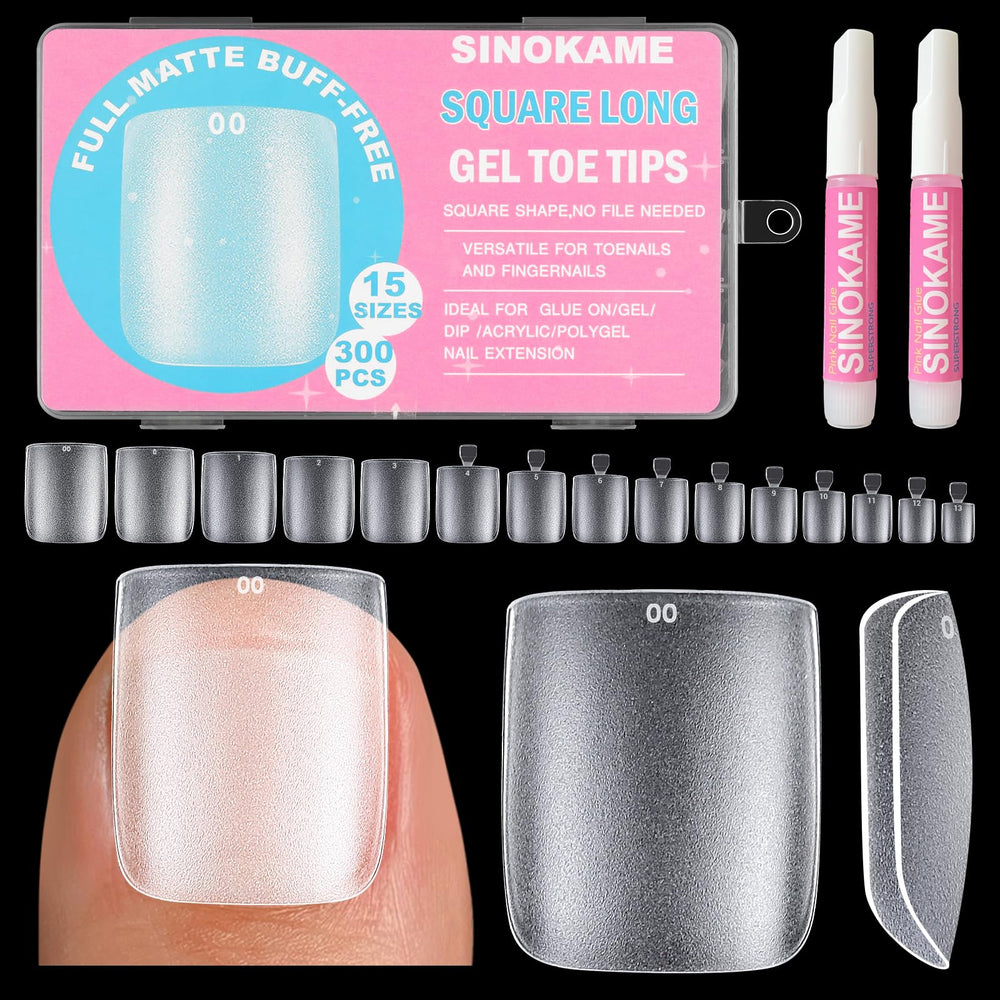 Emballage SINOKAME: 300 ongles carrés prets à poser