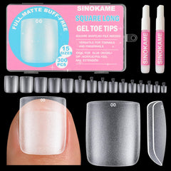 Emballage SINOKAME: 300 ongles carrés prets à poser