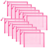 Sinzip pochette maillage rose 25x18, visibilité accrue et rangement pratique.