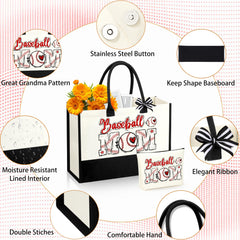 Poignée renforcée et couture de qualité sur le tote SiplyHaven Baseball Mom, pour un usage durable.