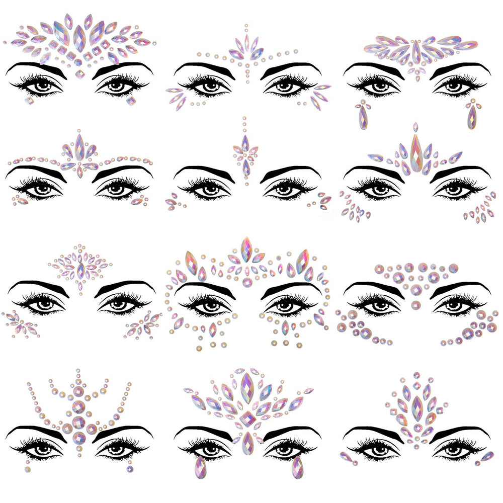 Bijoux visage SIQUK noctilucents, ensemble de 12, éclat nocturne.