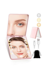 Miroir SisKokoro compact double-face 30x illuminé, idéal pour un maquillage précis.