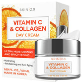 Skin 2.0 : bouteille de crème de jour lumineuse et hydratante.