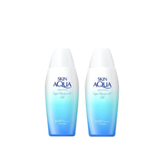 Skin Aqua – Bouteille Gel Solaire Hydratant, texture légère prête à l'application.