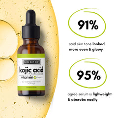 SkinSetGo Kojic: ingrédients clé incluant vitamine C pour revitalisation du teint.