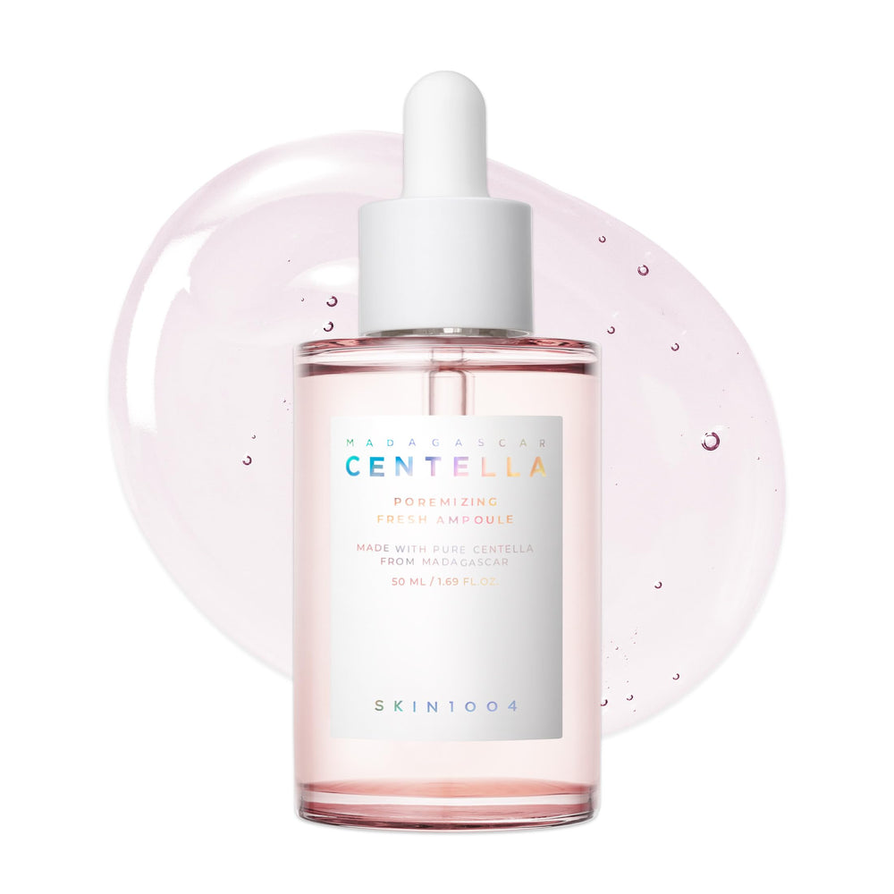 Sérum SKIN1004 centella Poremizing: bouteille affichant le sel rose de l’Himalaya pour pores resserrés et purifiés.