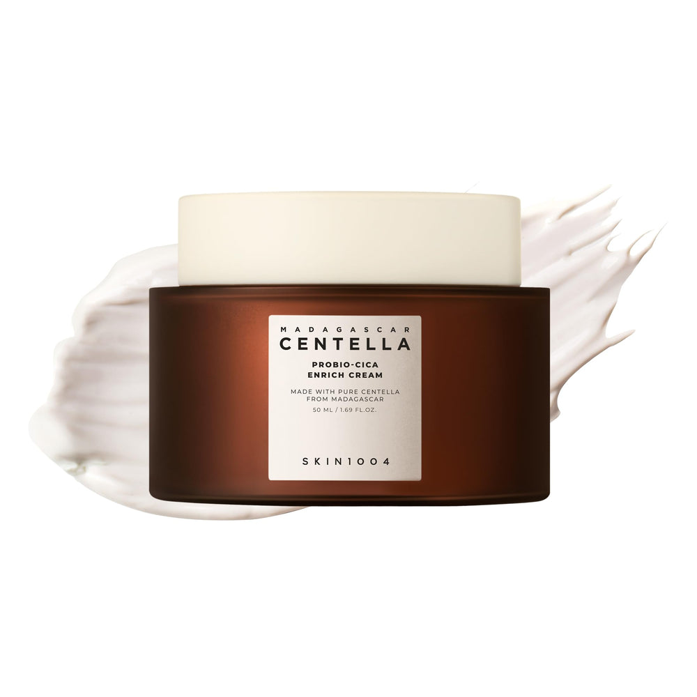 SKIN1004 Probio Cica Enrich Cream dans sa bouteille, hydratation calibrée et apaisante.