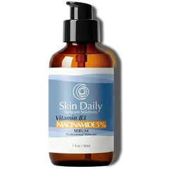 SkinDaily Niacinamide Serum : flacon ambré protégeant l’hydratation et offrant une peau lumineuse.