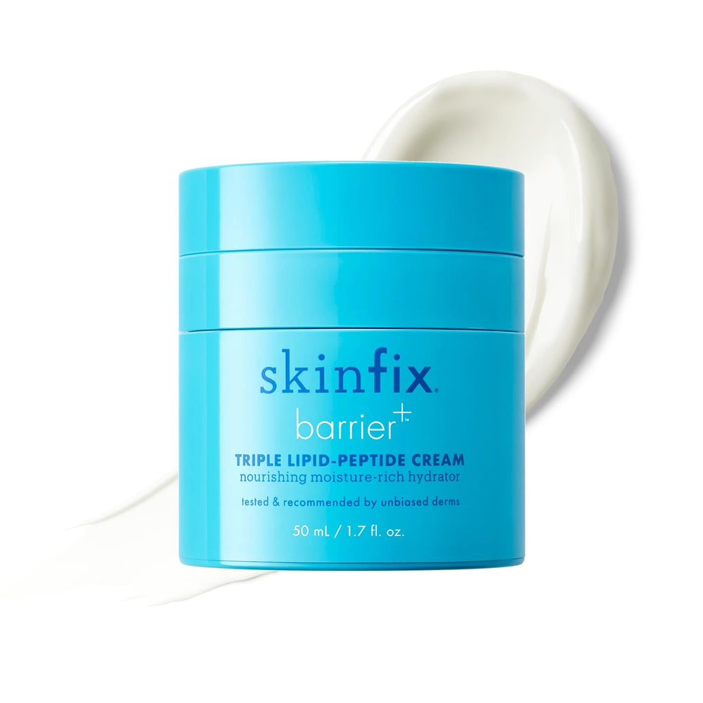 Skinfix crème triple lipid peptide pot, démontrant la texture riche et hydratante.