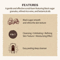 SKINFOOD 1957 grains de sucre noir: purification en douceur des pores.
