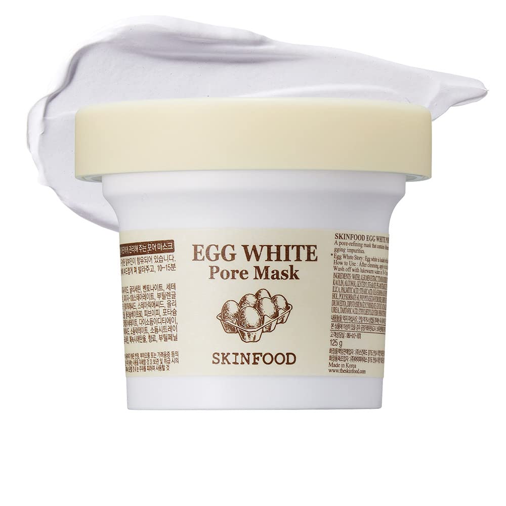 Masque blanc d'oeuf SKINFOOD 1957 texture argileuse pour pores resserrés