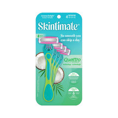 Skintimate Coconut Delight, rasoir jetable 4 pièces, douceur et précision pour le rasage quotidien