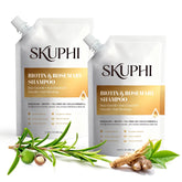 SKUPHI rosemary amino acid shampoo bottle highlighting nourishing formula and shine