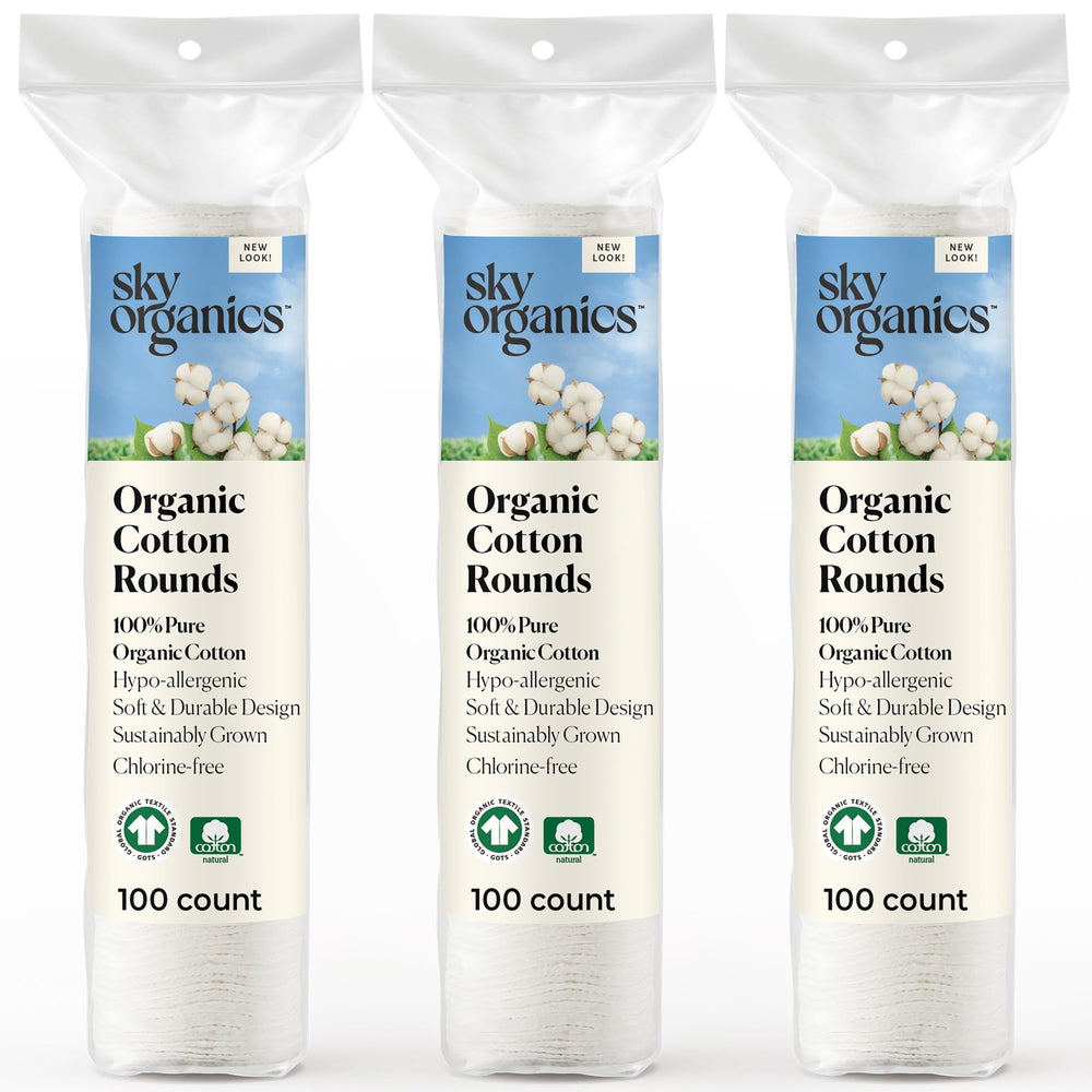 Sky Organics disques coton bio pur 300ct: douceur hypoallergénique pour le soin du visage