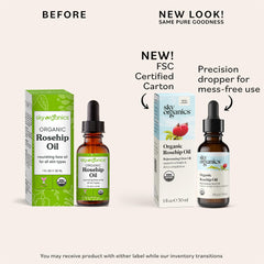 Sky Organics huile rose musquée format voyage – bouteille compacte idéale en déplacement.