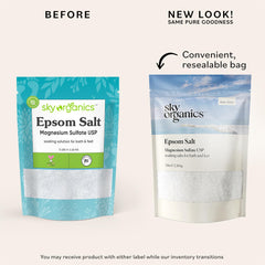 Sea Organics grain moyen de sel Epsom, usage bain relaxant après l’effort.