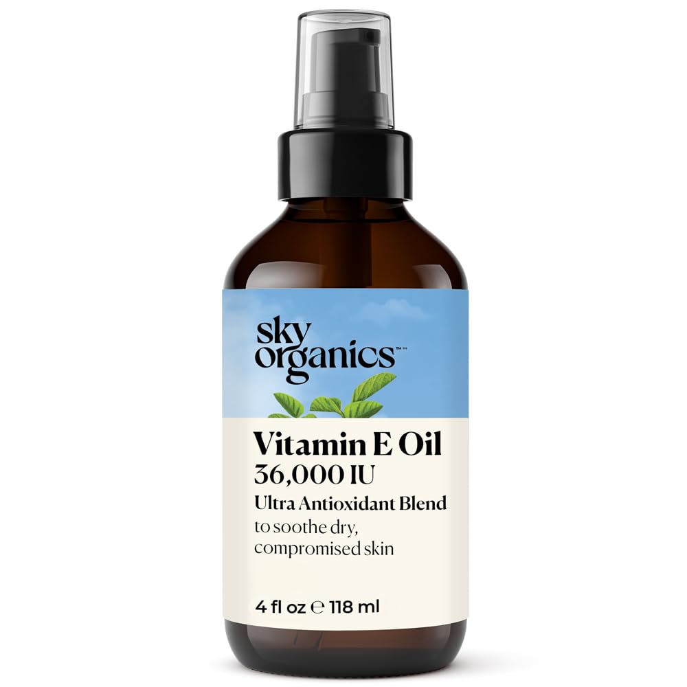 Sky Organics vitamine E huile visage — flacon clair pour hydrater et apaiser.