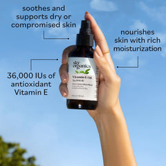 Sky Organics vitamine E huile visage — pompe simple pour application en douceur.