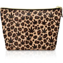 Skyvora trousse maquillage vegan imprimé léopard pour rangement élégant en voyage.