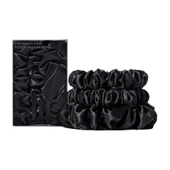SLIP serre-cheveux noir midi et grande en soie, texture lisse pour coiffage sans tiraillement.