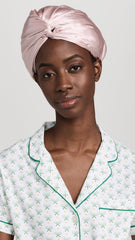 SLIP Turban en soie rose, prévention frisage pour cheveux plus lisses et nets.