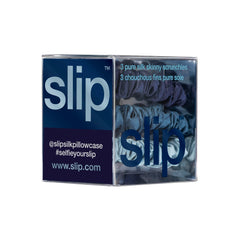 SLIP Skinny Scrunchies en soie pure, détail: texture satinée qui minimise les cassures.