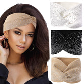 Bandeau Sliverdew cristal brillant élastique blanc, chic et pratique.
