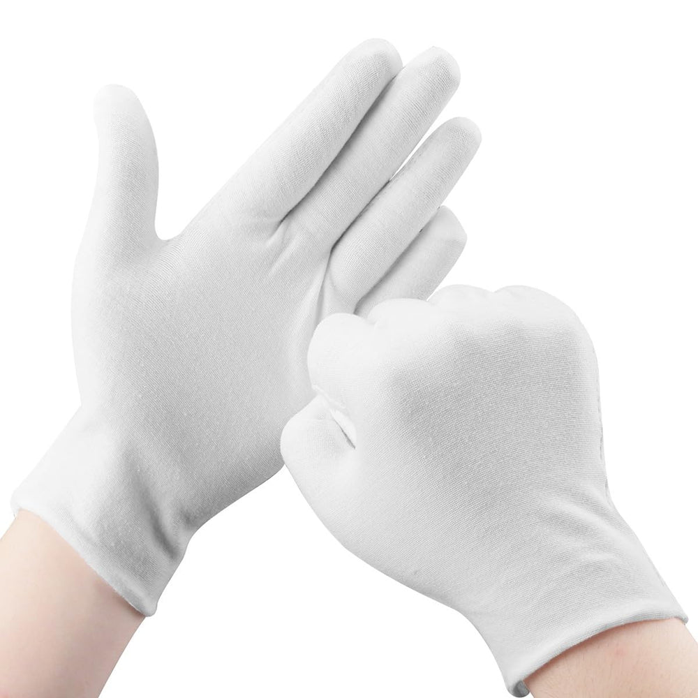 Gants SLWJAXGT en coton blanc posés, confort et protection contre les traces.